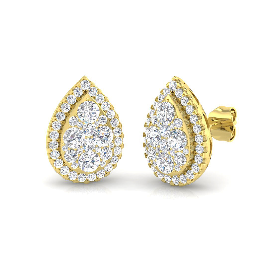 9ct Yellow Gold Round Lab Grown Diamond Earrings 1