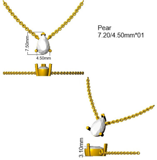 9ct White Gold Pear Lab Grown Diamond Necklace 2