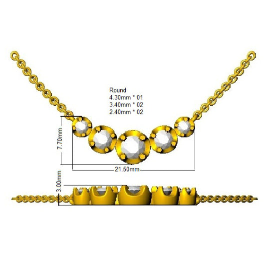 9ct Yellow Gold Round Lab Grown Diamond Necklace 2