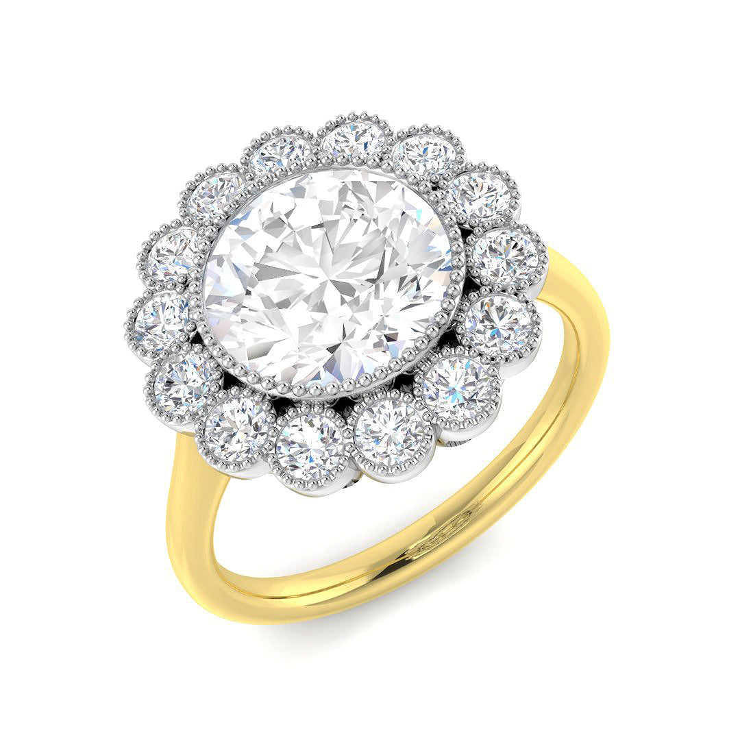 9ct Two Tone Round Cvd Old Cut Ring 1