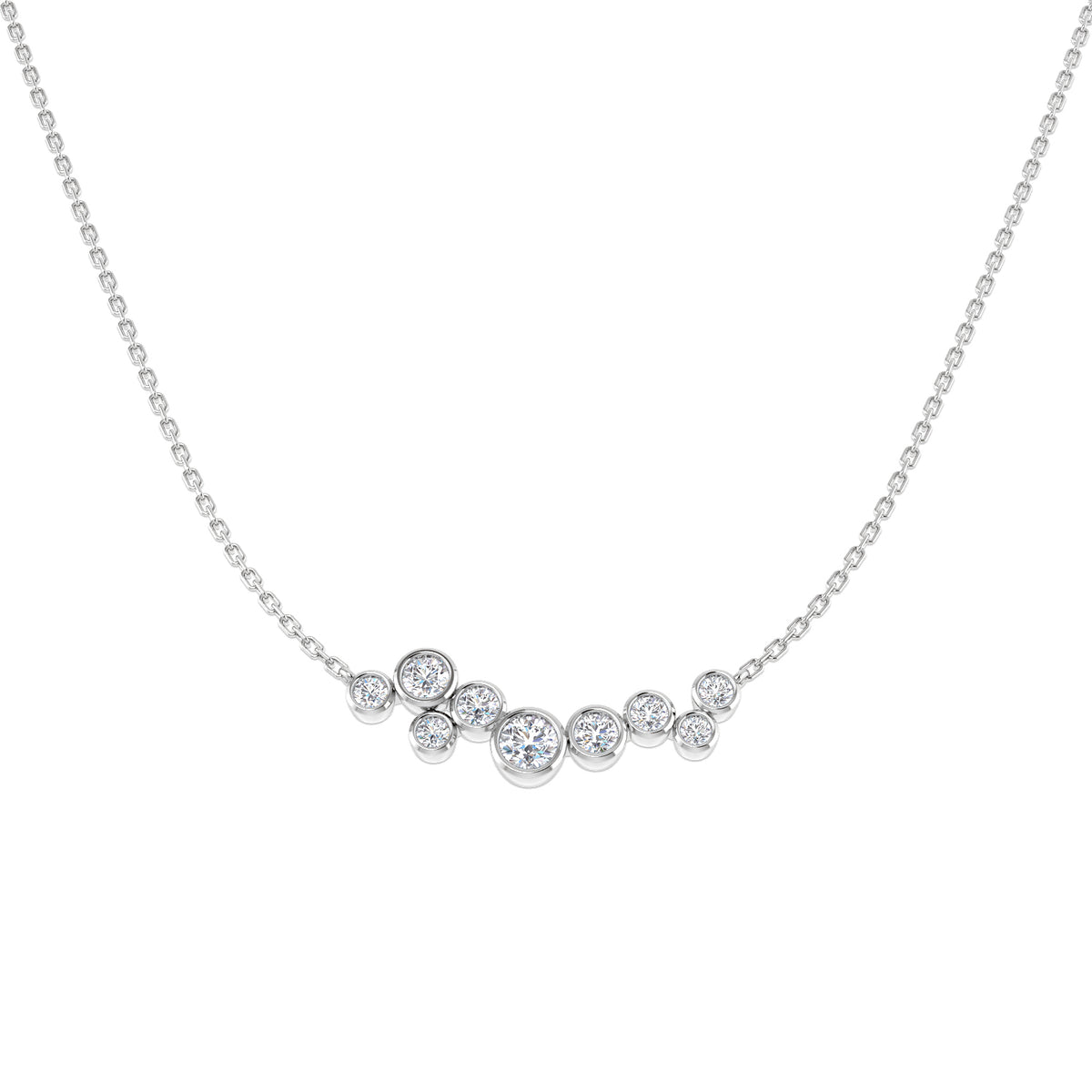 9ct White Gold Round Lab Grown Diamond Necklace 1