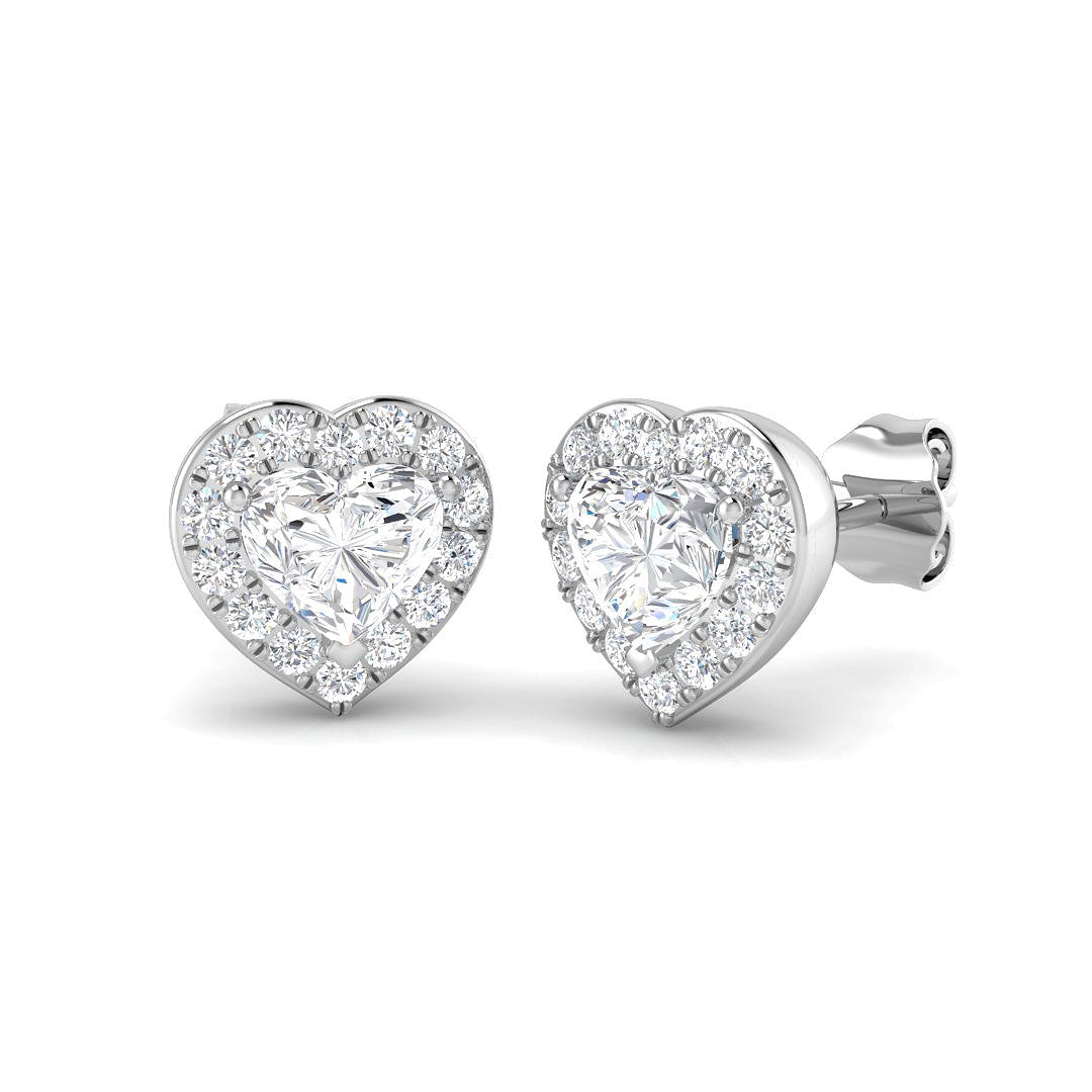 9ct White Gold Heart Lab Grown Diamond Earrings 1