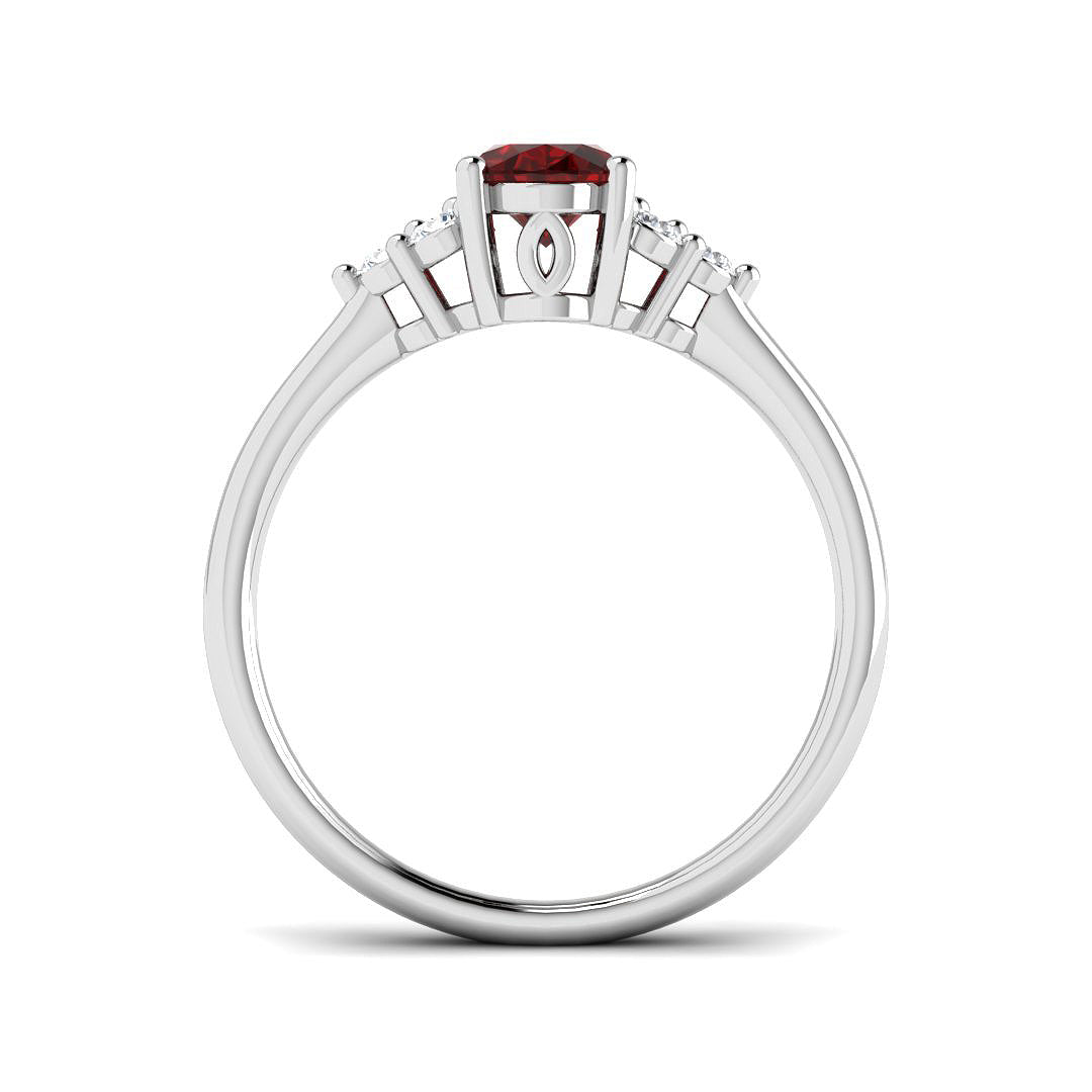 9ct White Gold Oval Ruby and Diamond Ring 2