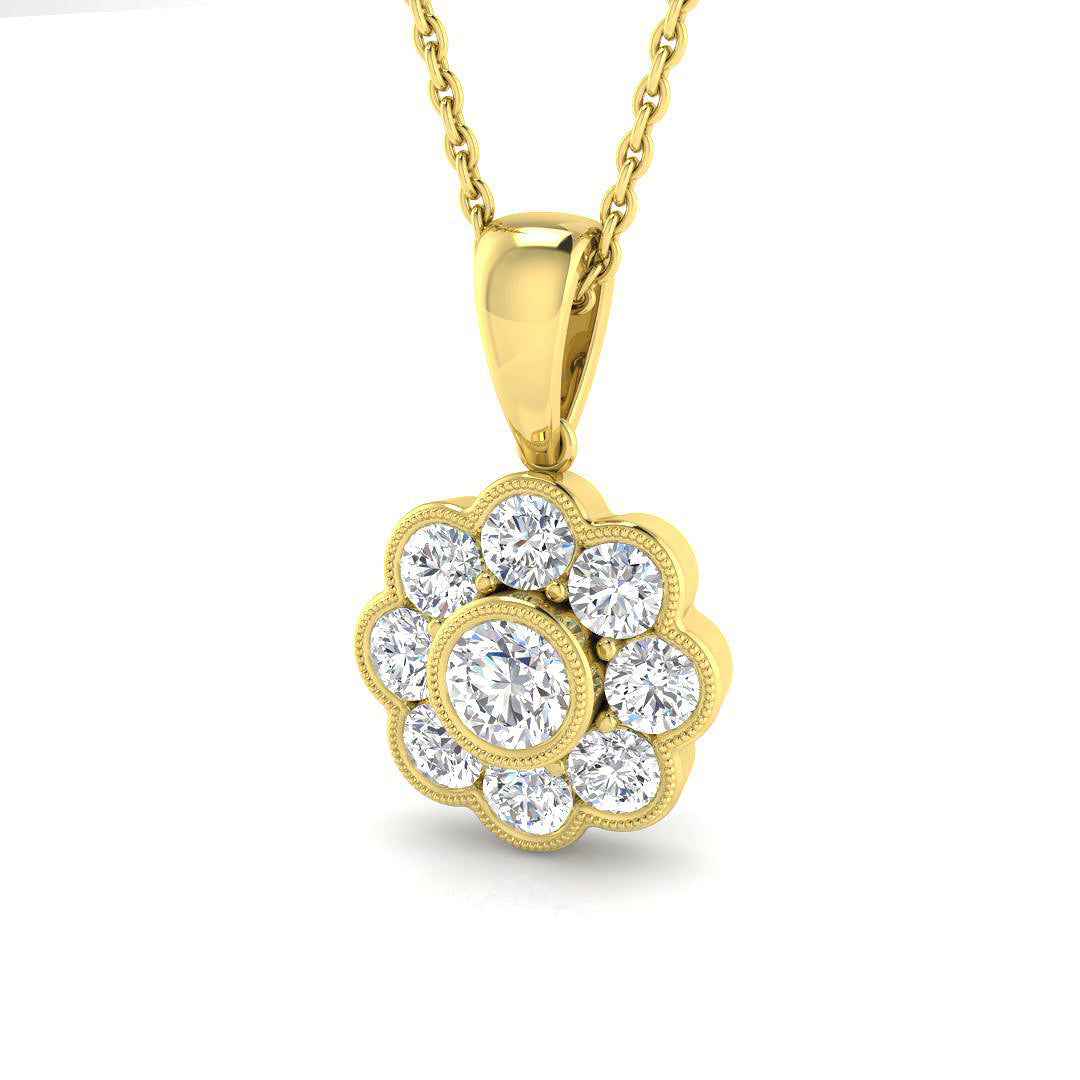 9ct Yellow Gold Round Lab Grown Diamond Pendant 1