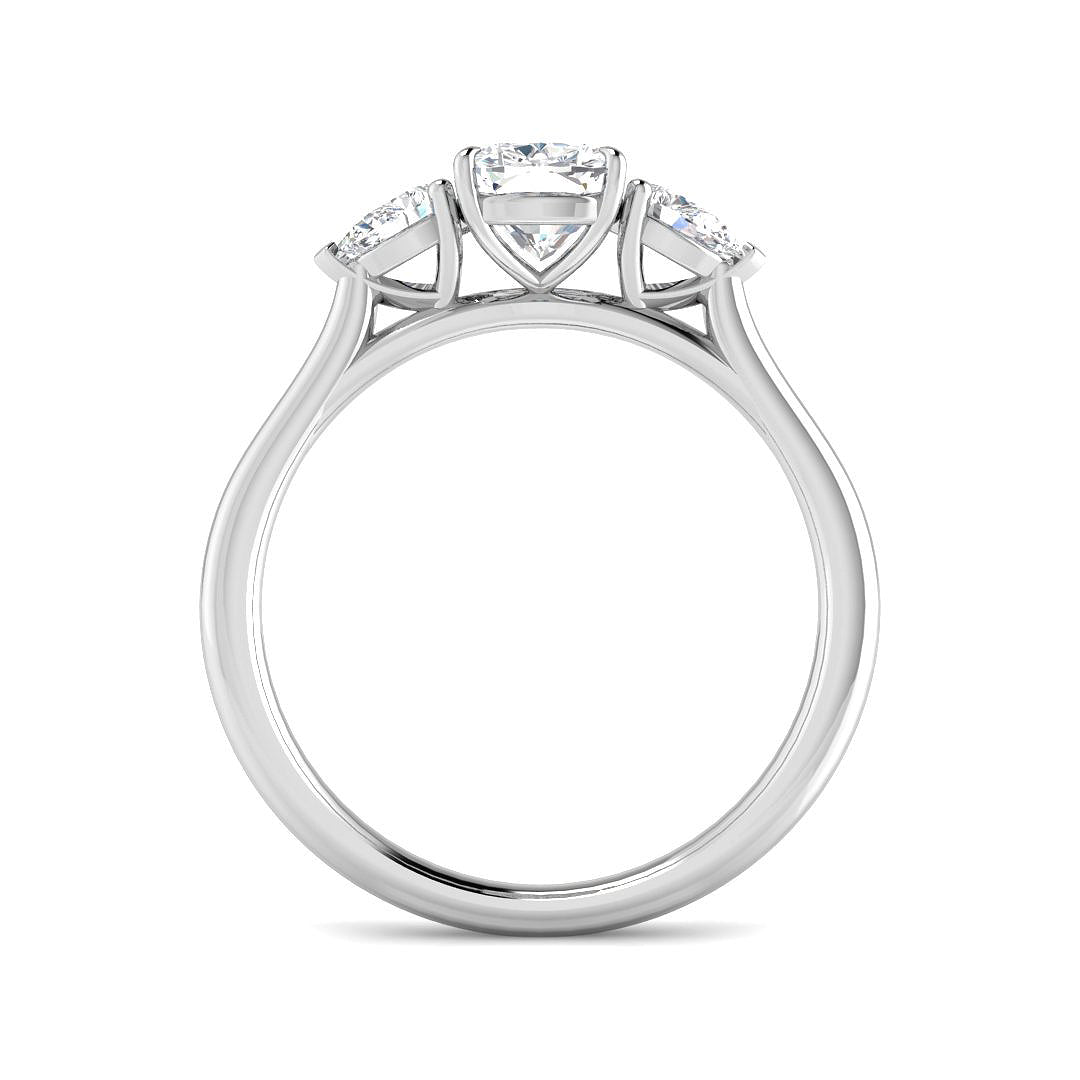 9ct White Gold Cushion and Pear Lab Grown Diamond Ring 2