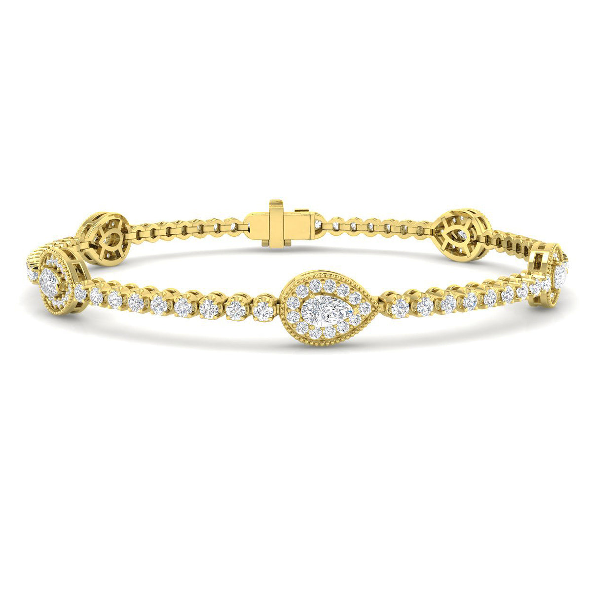 9ct Yellow Gold Pear Lab Grown Diamond Bracelet 1