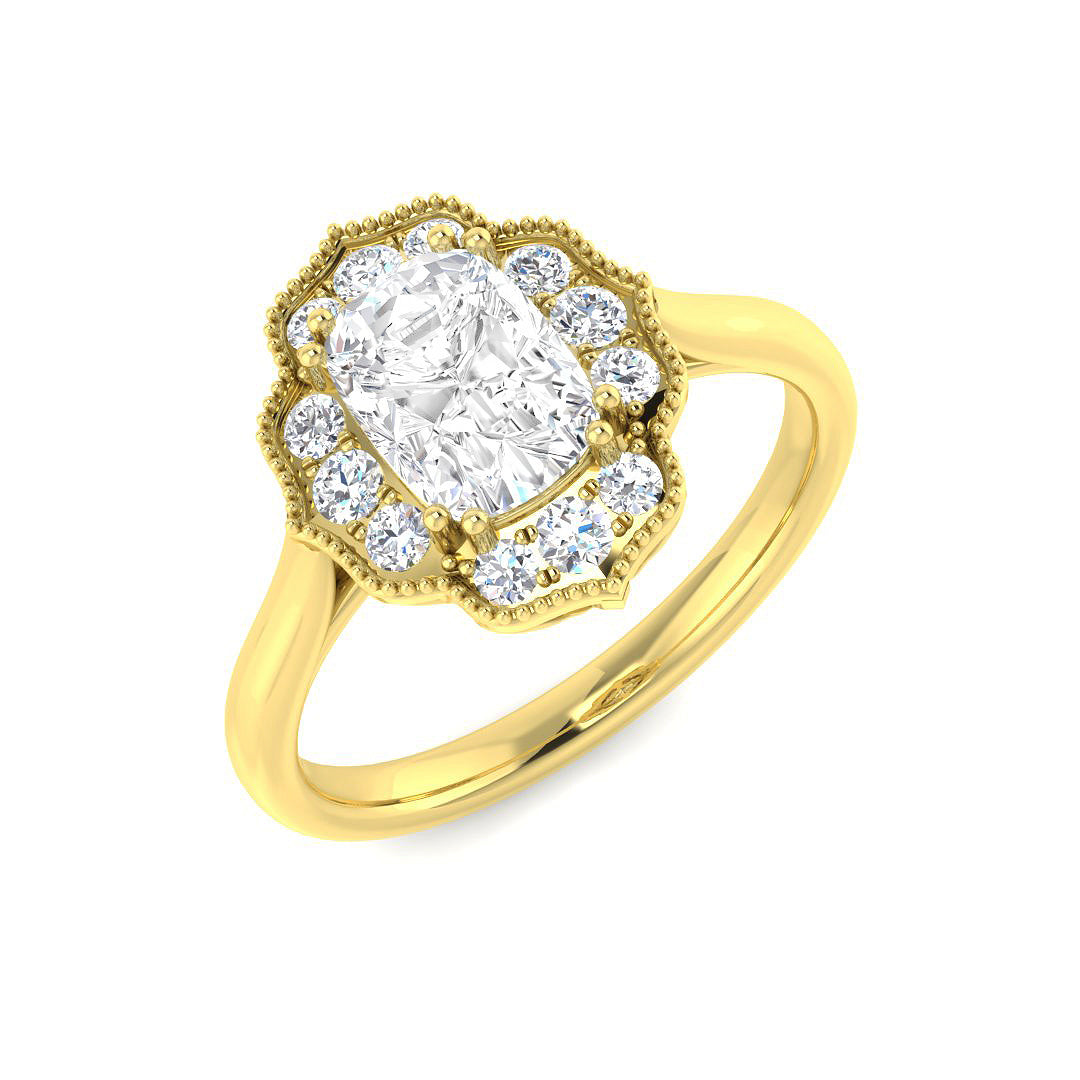 9ct Yellow Gold Cushion Cvd Old Cut Ring 1