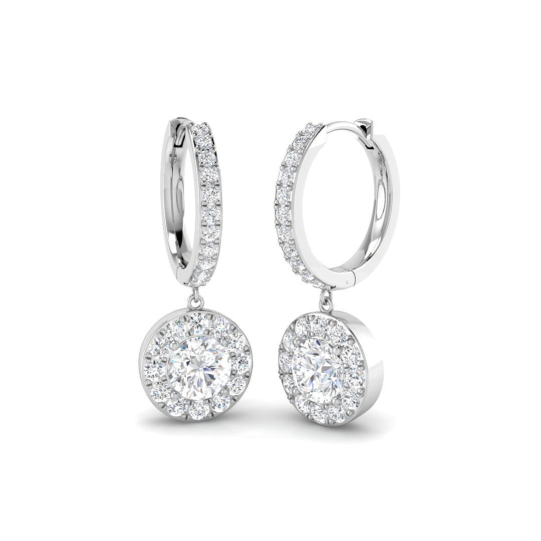 9ct White Gold Round Lab Grown Diamond Earrings 1