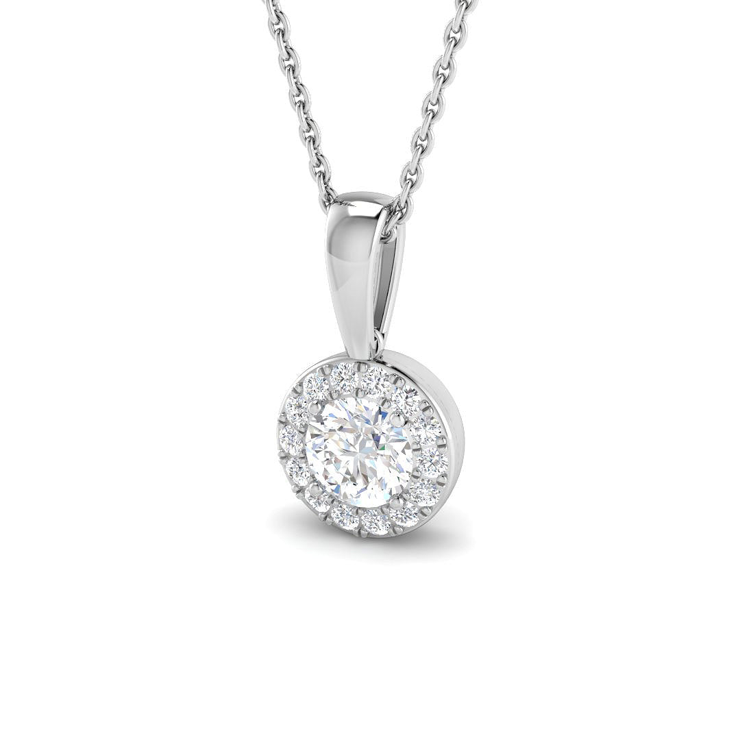 9ct White Gold Round Lab Grown Diamond Pendant 1