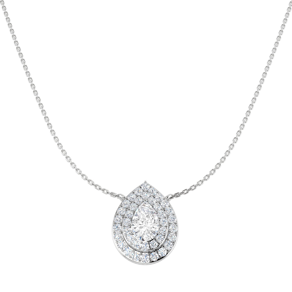 9ct White Gold Pear Lab Grown Diamond Necklace 1