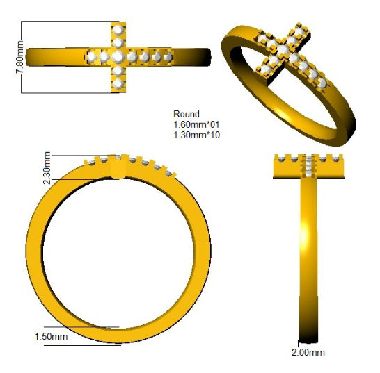 9ct Yellow Gold Round Lab Grown Diamond Ring 3