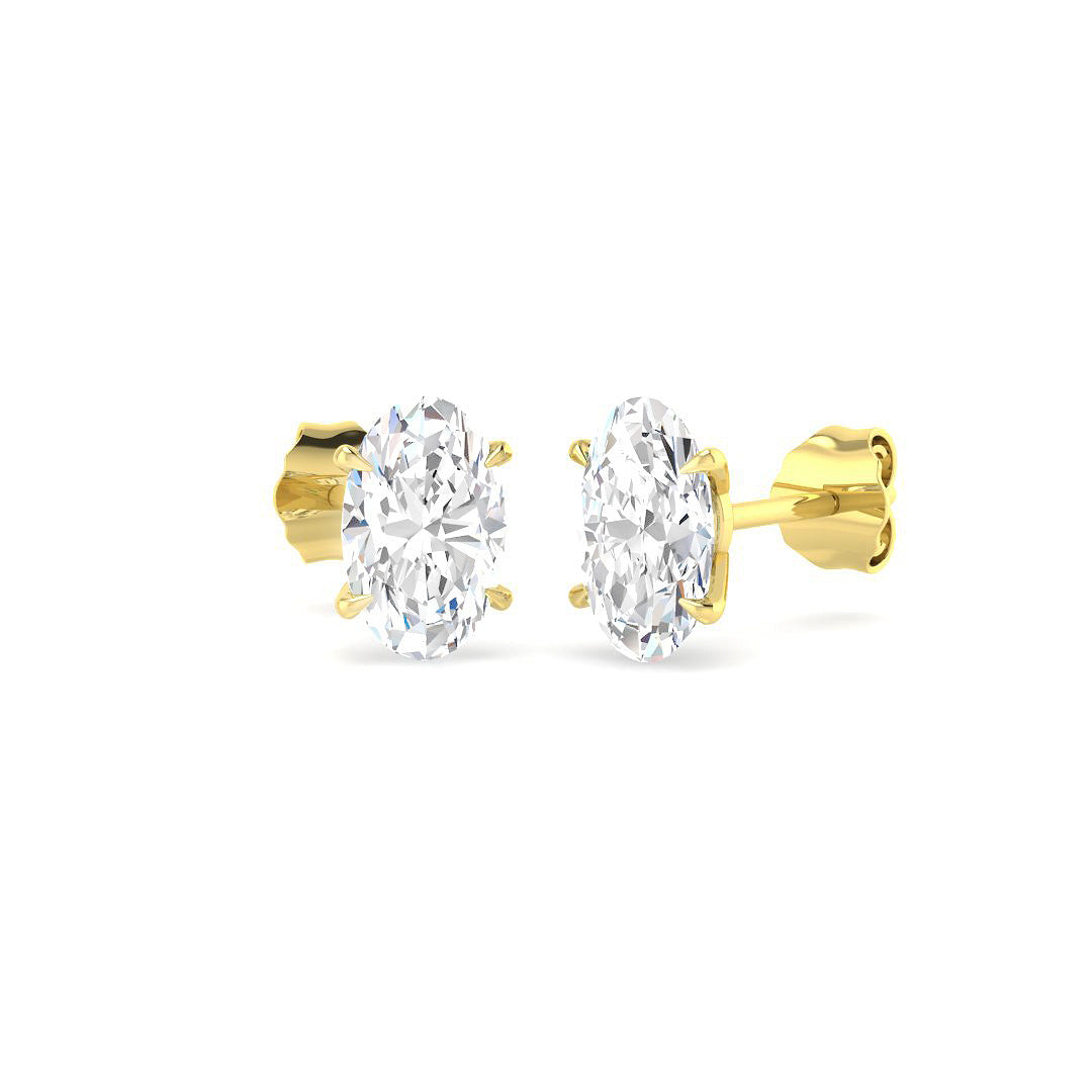 9ct Yellow Gold Oval Lab Grown Diamond Earrings 1