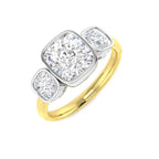 9ct Two Tone Cushion Cvd Old Cut Ring 1