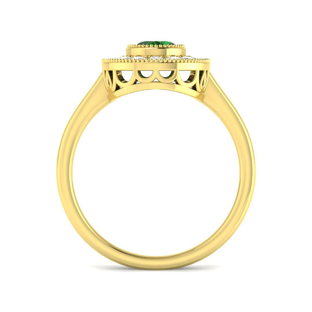 9ct Yellow Gold Oval Emerald and Diamond Ring 2