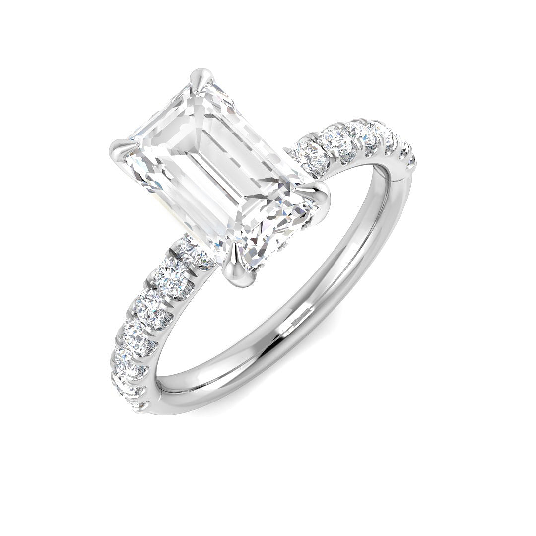 18ct White Gold Emerald Cut Lab Grown Diamond Ring 1