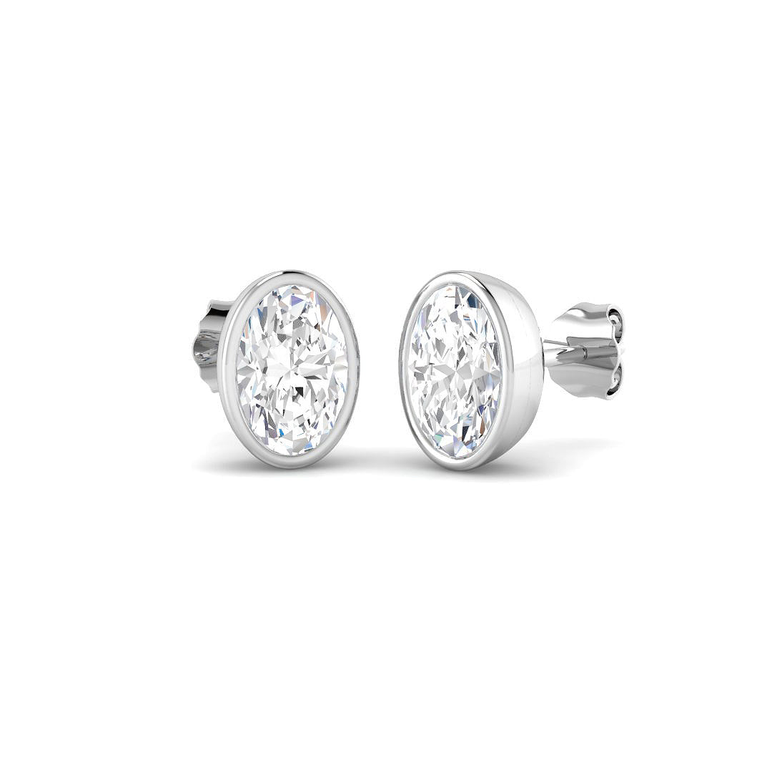 9ct White Gold Oval Lab Grown Diamond Earrings 1