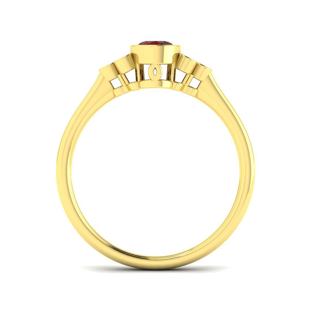 9ct Yellow Gold Oval Ruby and Diamond Ring 2