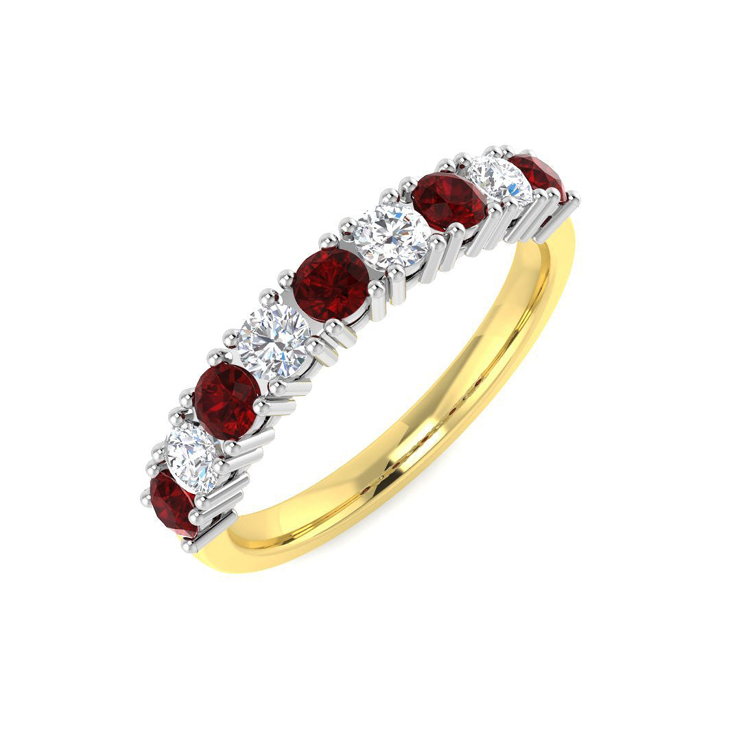 9ct Two Tone Round Ruby and Diamond Ring 1
