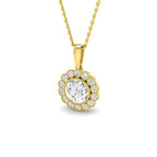 9ct Yellow Gold Round Old Cut Lab Grown Diamond Pendant 1