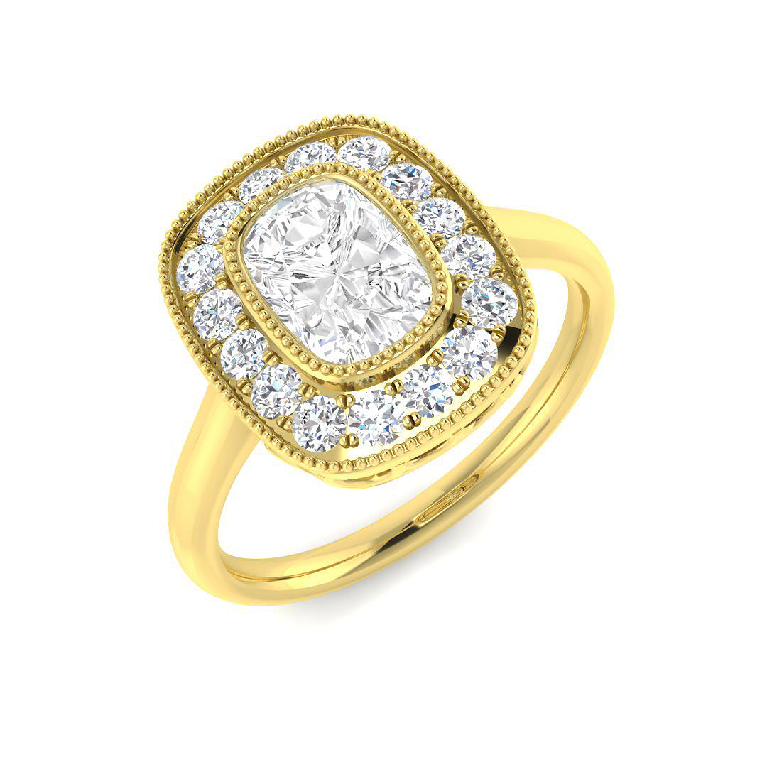 9ct Yellow Gold Cushion Cvd Old Cut Ring 1