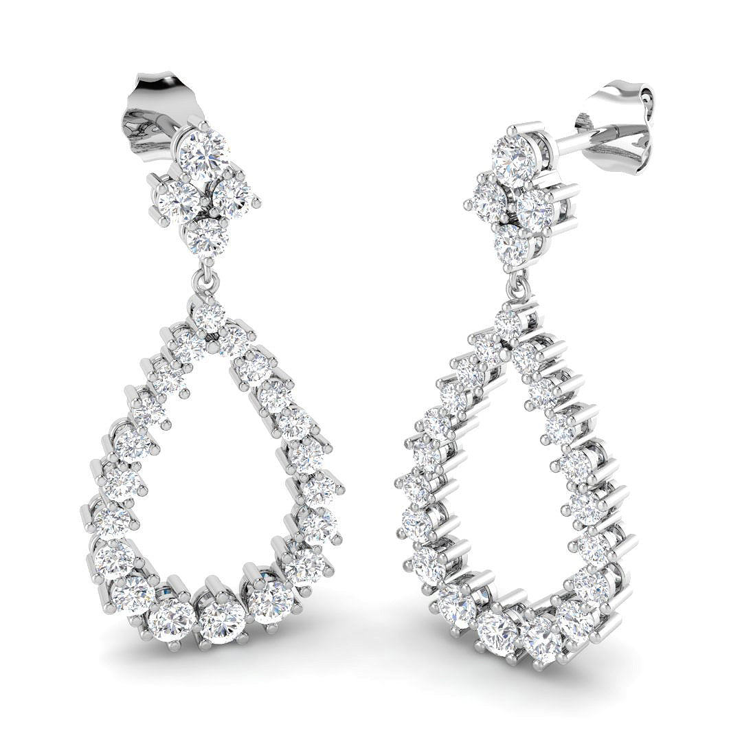 9ct White Gold Round Lab Grown Diamond Earrings 1