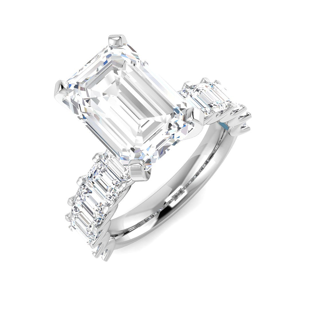 9ct White Gold Emerald Cut Lab Grown Diamond Ring 1