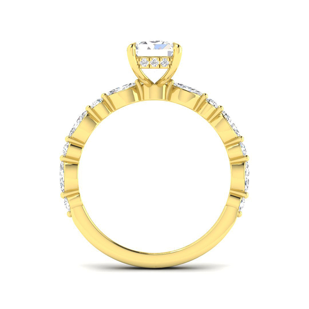 9ct Yellow Gold Marquise and Radiant Lab Grown Diamond Ring 2