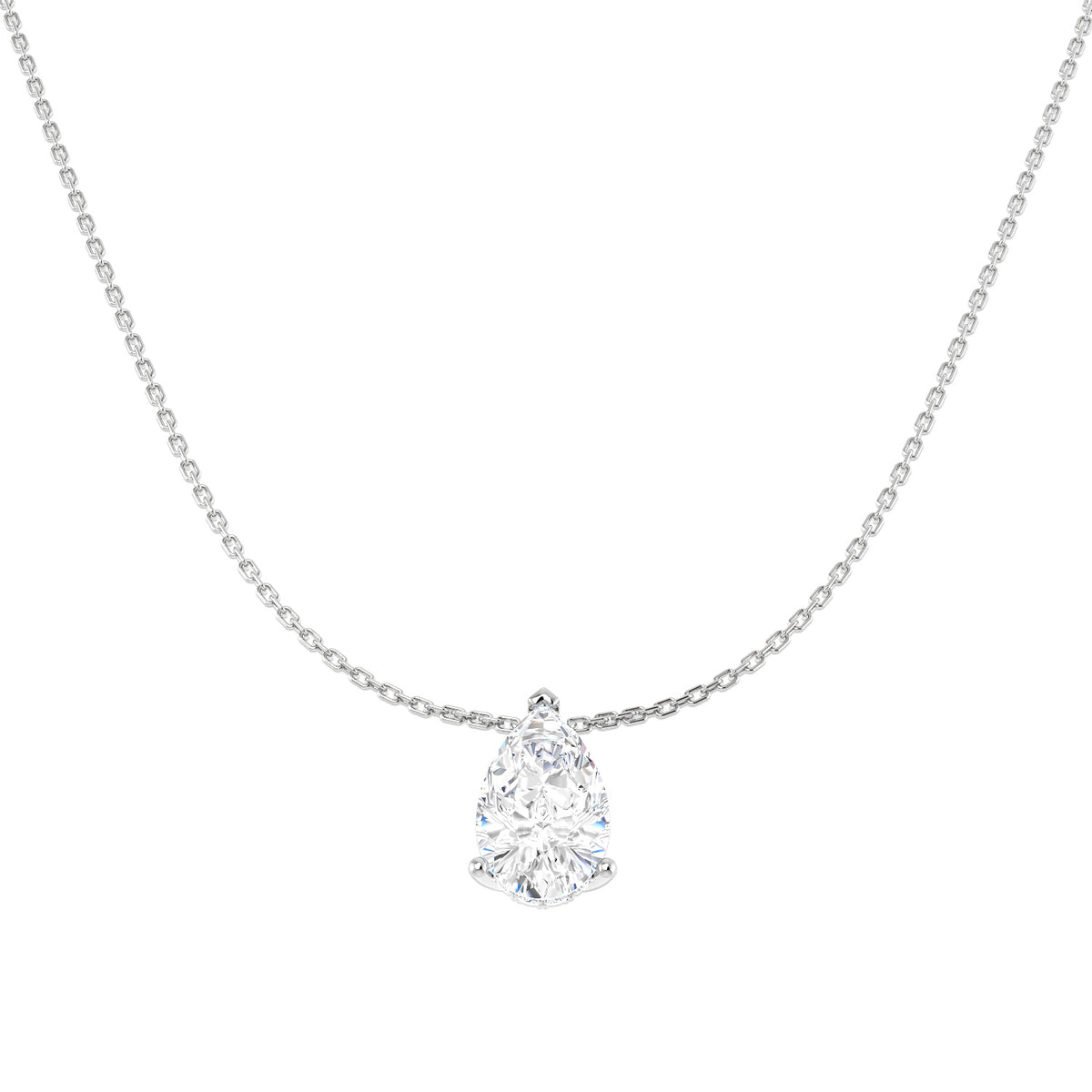 9ct White Gold Pear Lab Grown Diamond Necklace 1