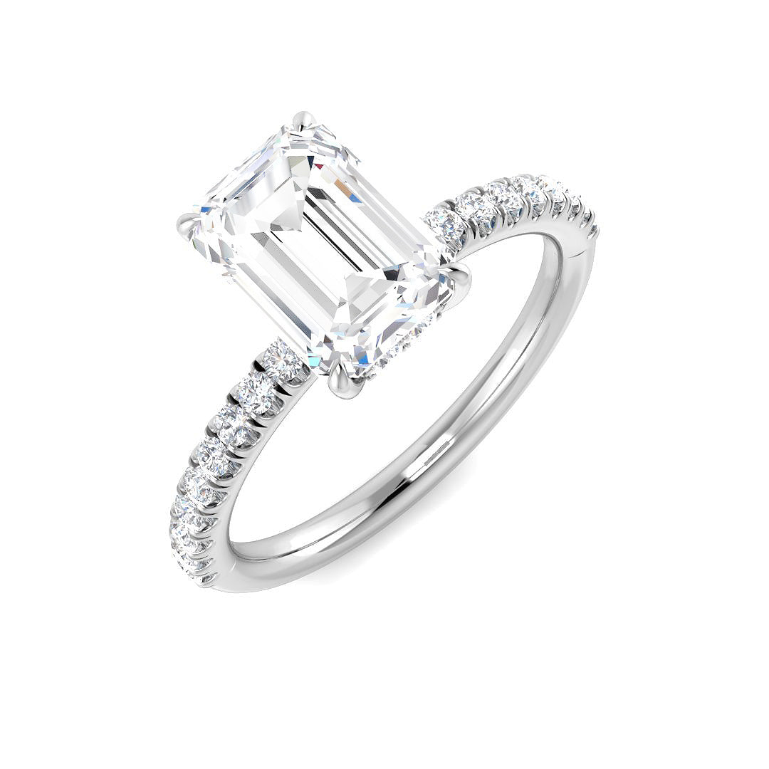 9ct White Gold Emerald Cut Lab Grown Diamond Ring 1