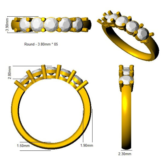 9ct Yellow Gold Round Lab Grown Diamond Ring 2