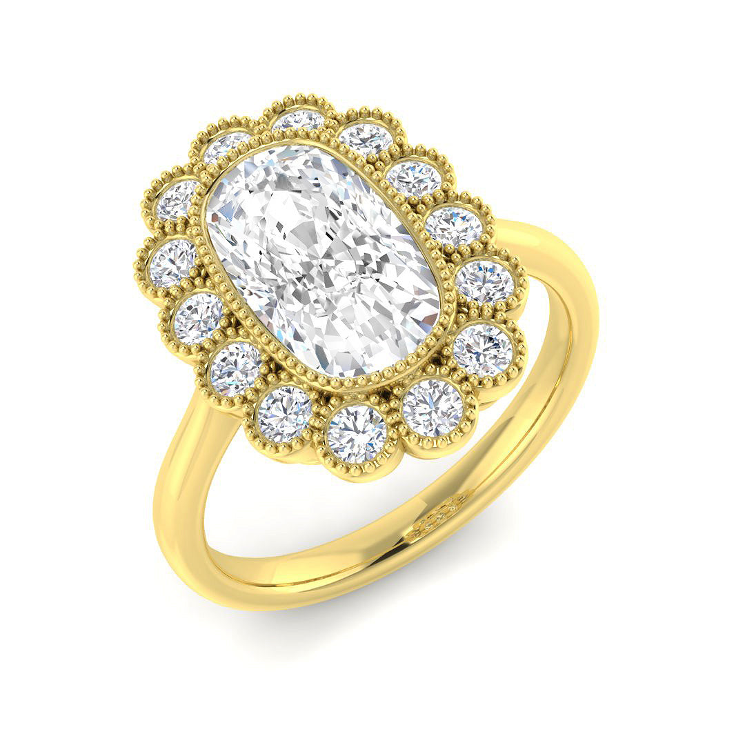 9ct Yellow Gold Cushion Cvd Old Cut Ring 1