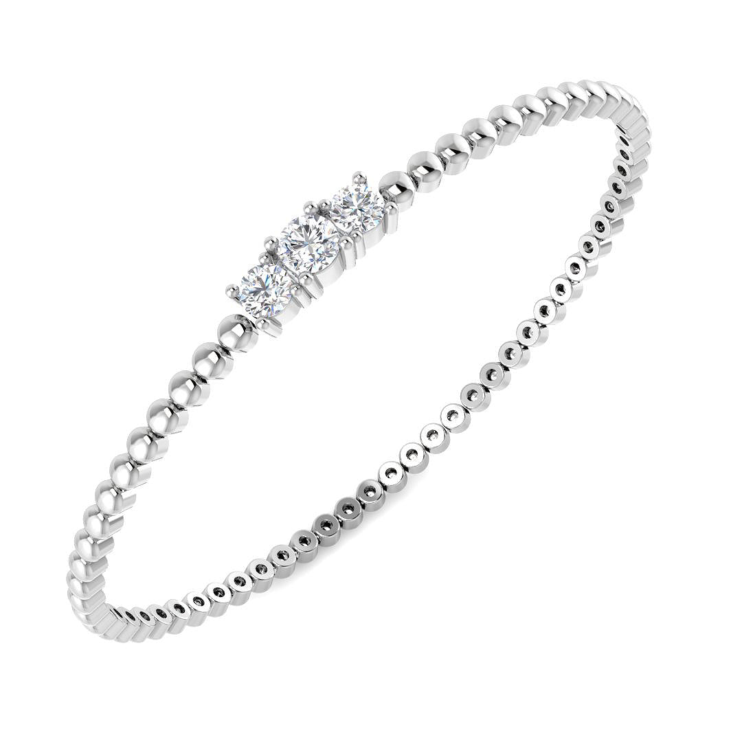 9ct White Gold Round Lab Grown Diamond Bangle 1