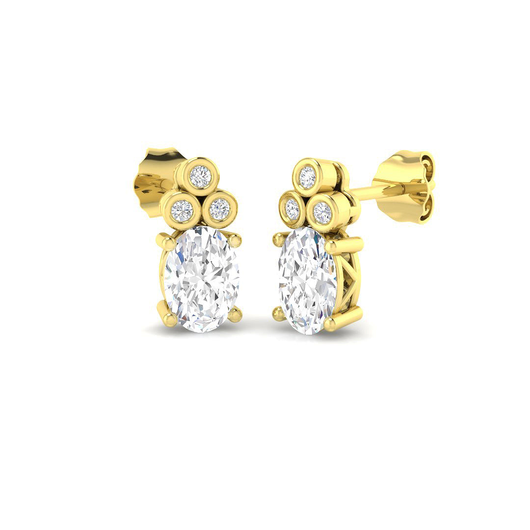 9ct Yellow Gold Oval Lab Grown Diamond Earrings 1