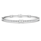 9ct White Gold Emerald Cut Lab Grown Diamond Bracelet 1