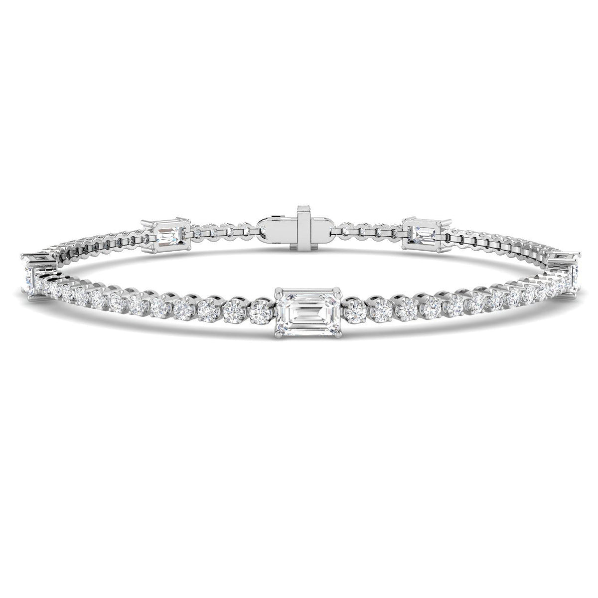 9ct White Gold Emerald Cut Lab Grown Diamond Bracelet 1