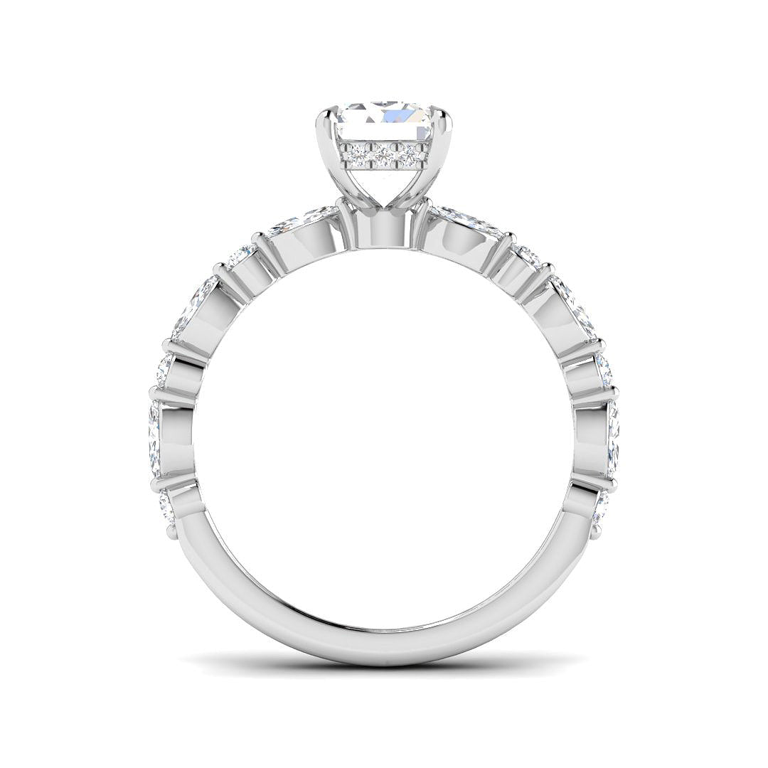 9ct White Gold Marquise and Radiant Lab Grown Diamond Ring 2