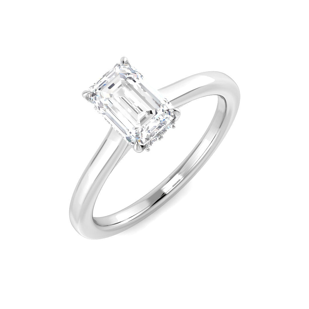 9ct White Gold Emerald Cut Lab Grown Diamond Ring 1