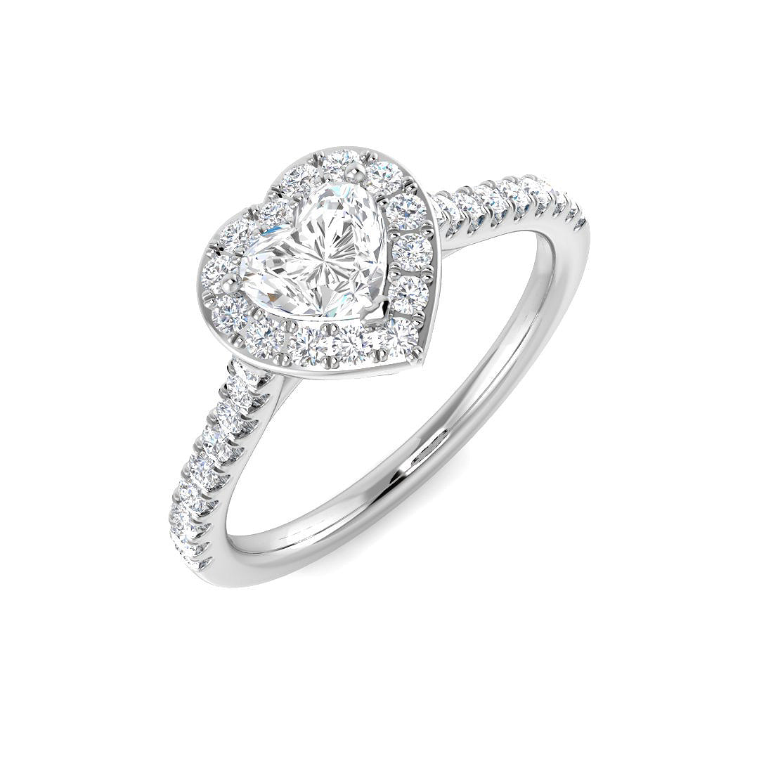 9ct White Gold Heart Lab Grown Diamond Ring 1