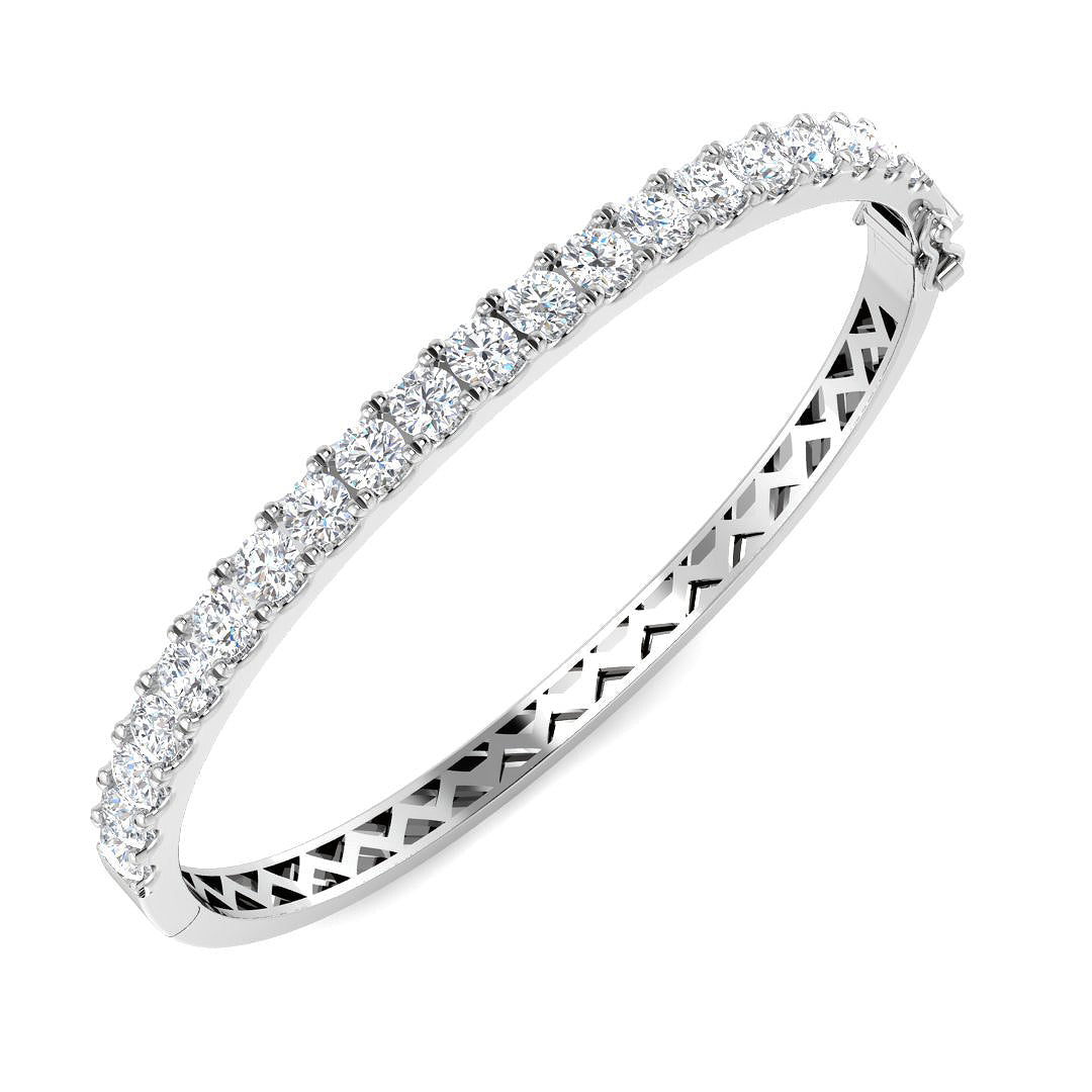 9ct White Gold Round Lab Grown Diamond Bangle 1