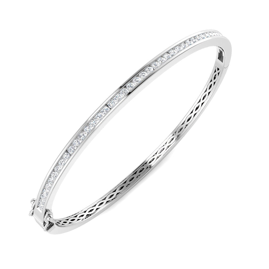 9ct White Gold Round Lab Grown Diamond Bangle 1