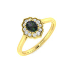 9ct Yellow Gold Oval Teal Sapphire and Diamond Ring 1