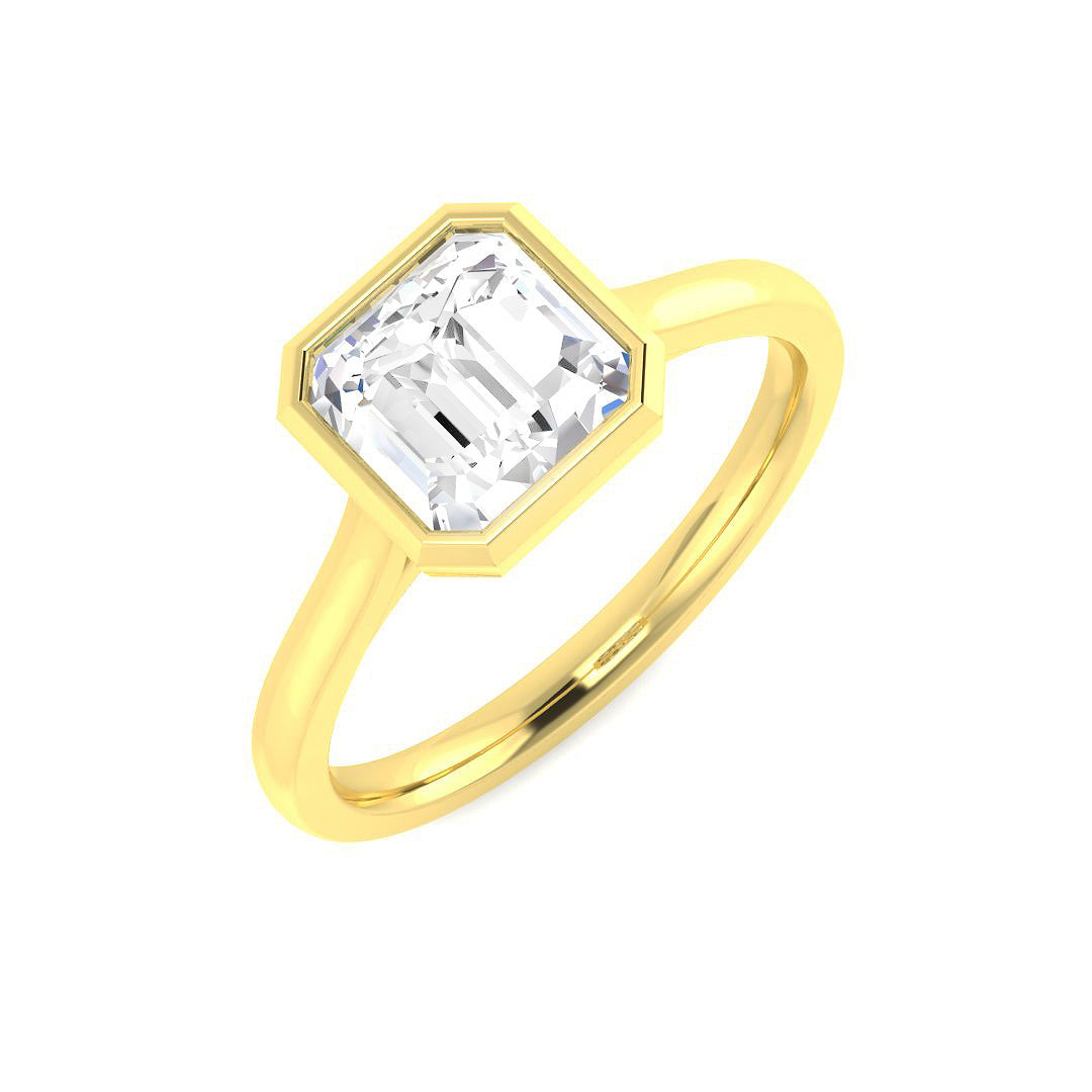 9ct Yellow Gold Asscher Cut Lab Grown Diamond Ring 1