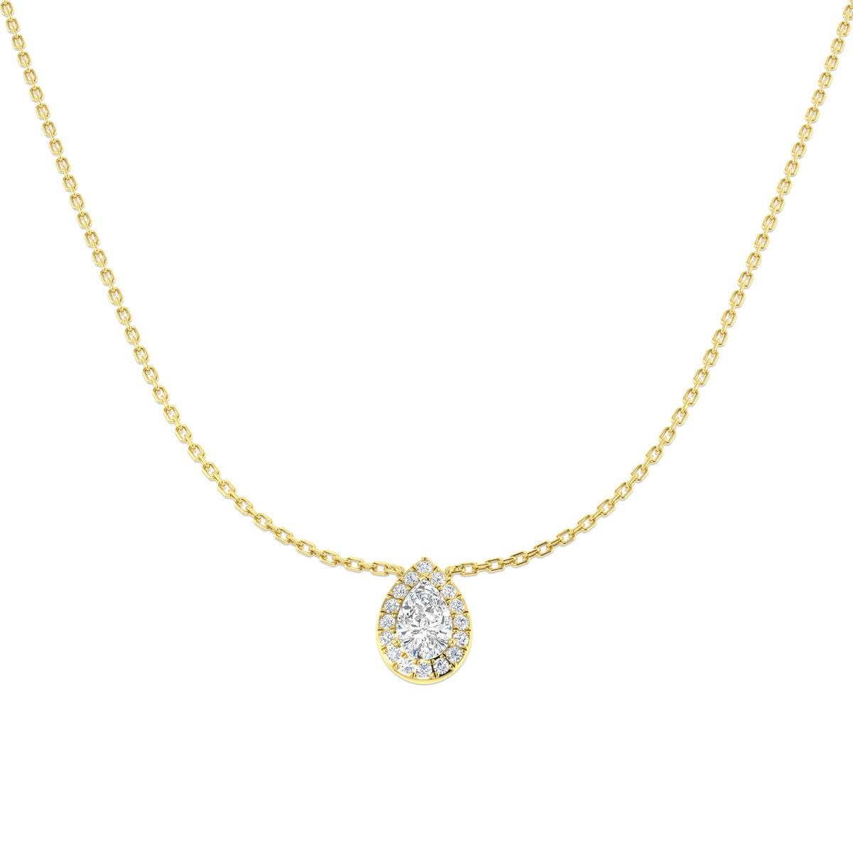 9ct Yellow Gold Pear Lab Grown Diamond Necklace 1