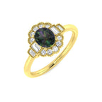 9ct Yellow Gold Baguette and Oval Teal Sapphire and Diamond Ring 1