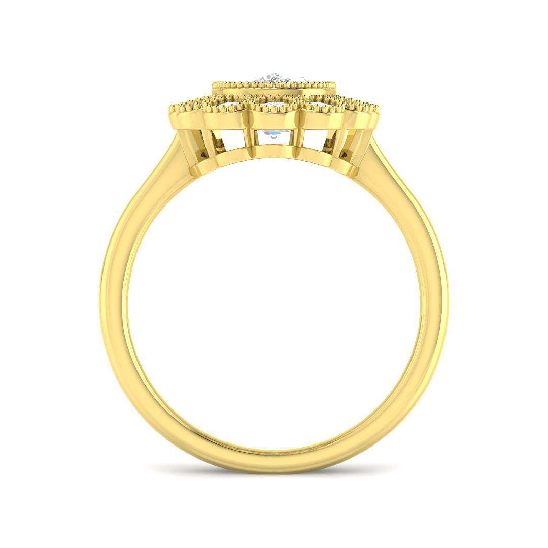 9ct Yellow Gold Cushion Cvd Old Cut Ring 2