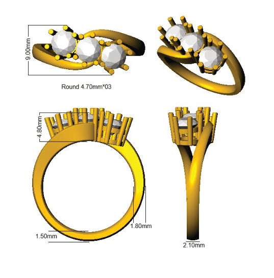 9ct Yellow Gold Round Lab Grown Diamond Ring 2