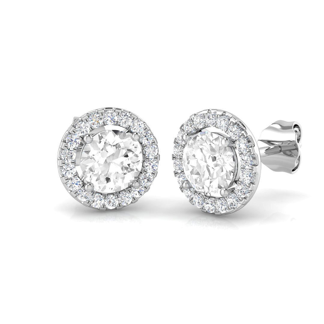 9ct White Gold Round Lab Grown Diamond Earrings 1