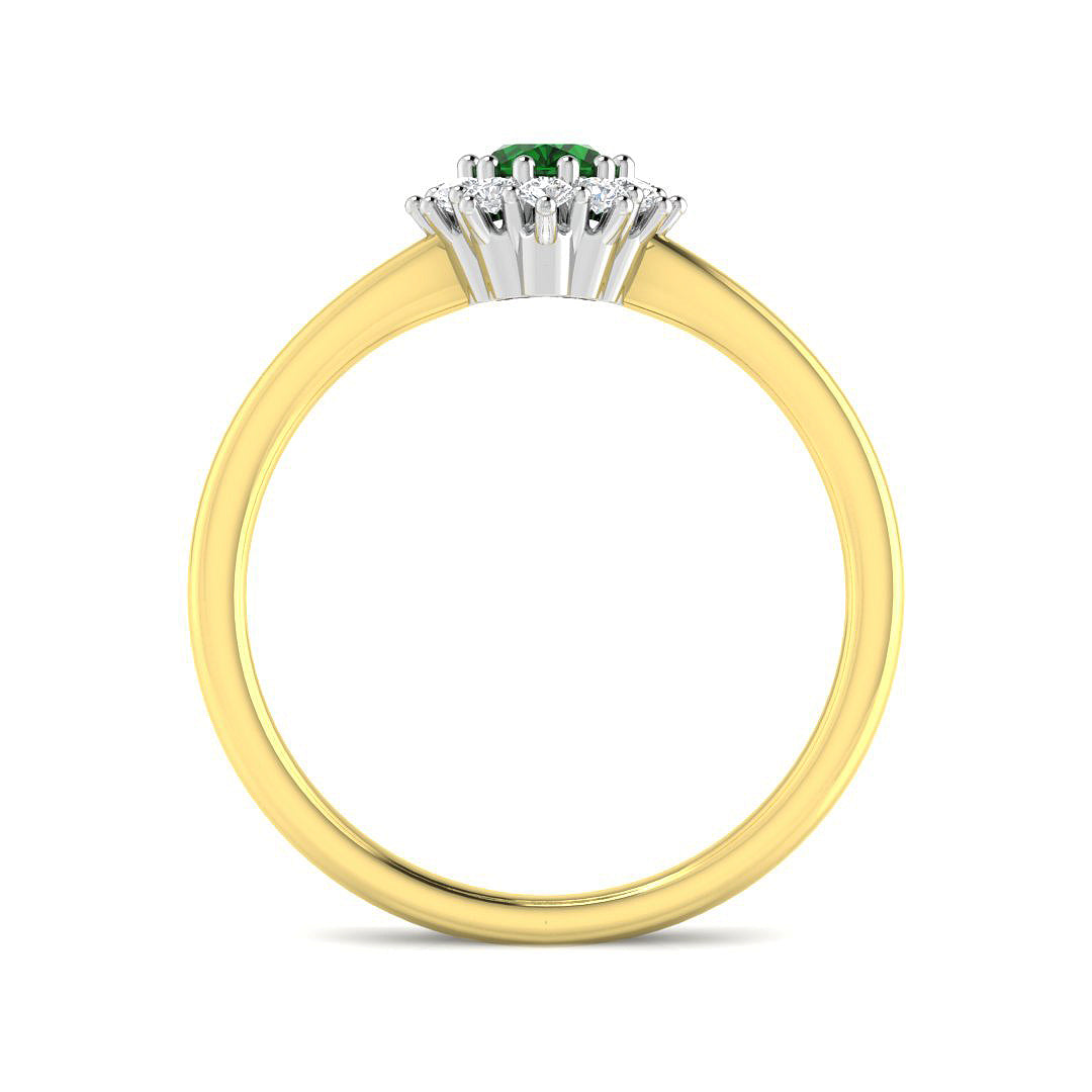 18ct Yellow Gold Oval Emerald and Diamond Ring 2