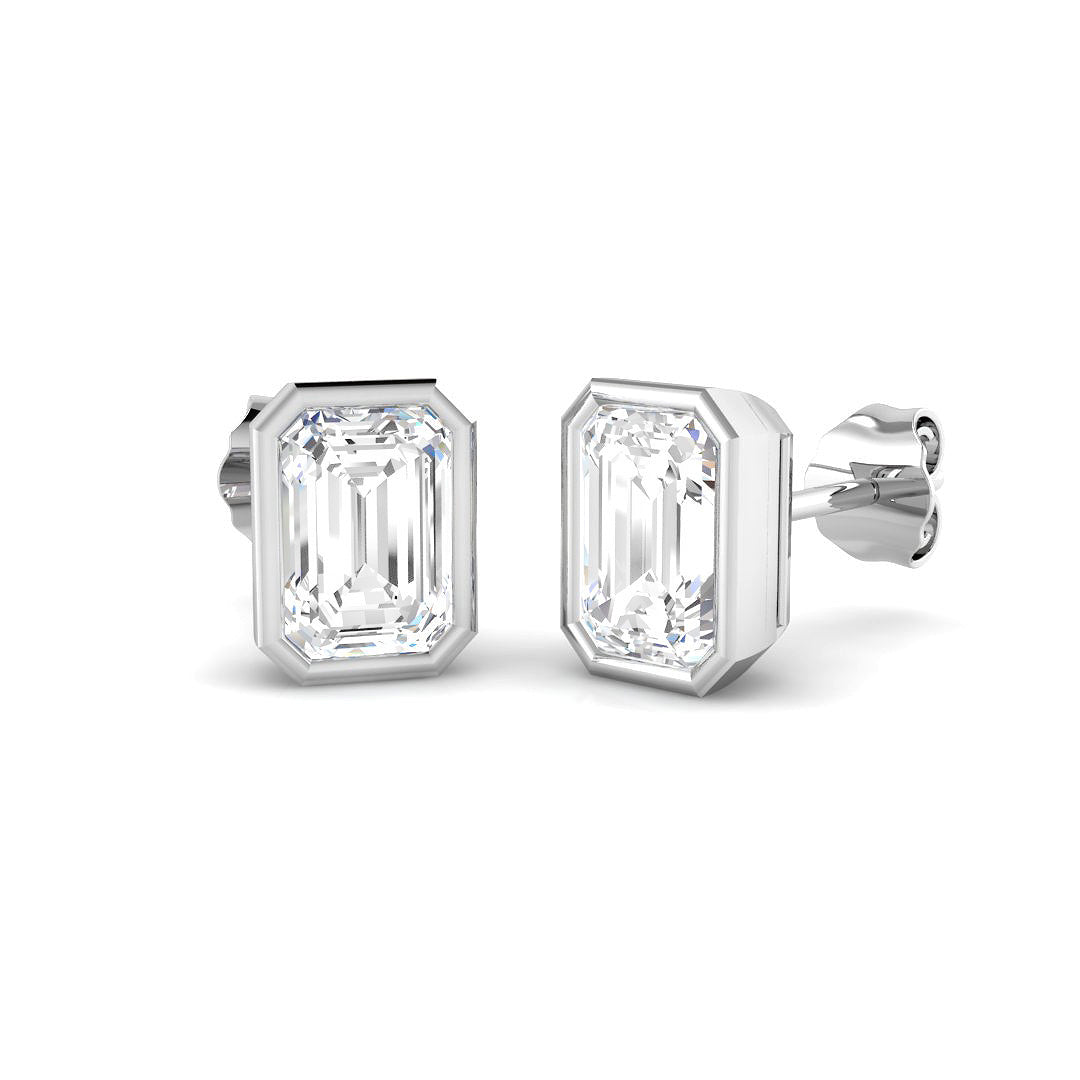 9ct White Gold Radiant Lab Grown Diamond Earrings 1