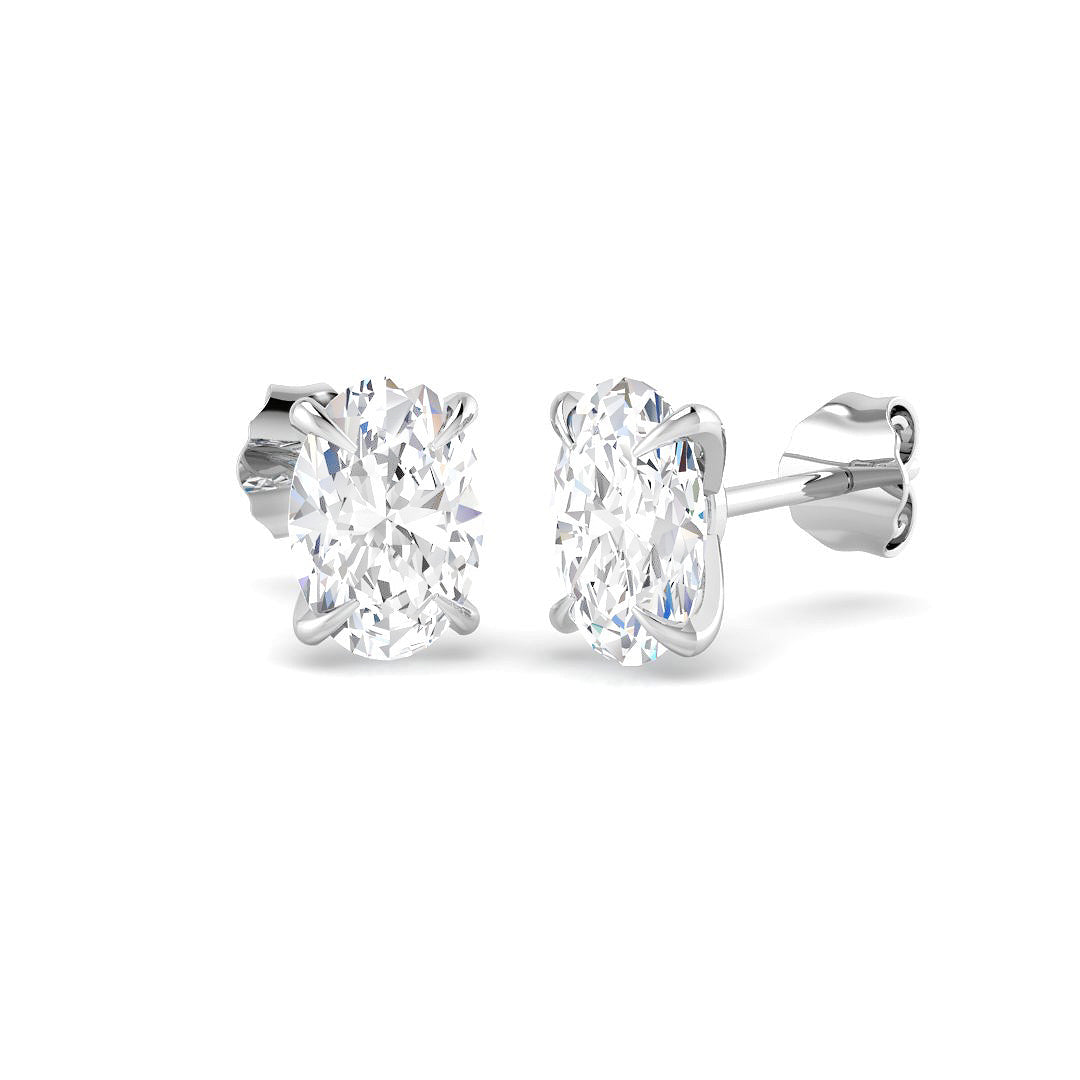 9ct White Gold Oval Lab Grown Diamond Earrings 1